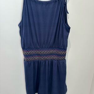 CUPSHE Navy Adjustable Sleeveless romper with Embroidered Waist